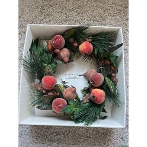 NIB Pier 1 Imports Glitter Beaded Fruit Christmas Wreath